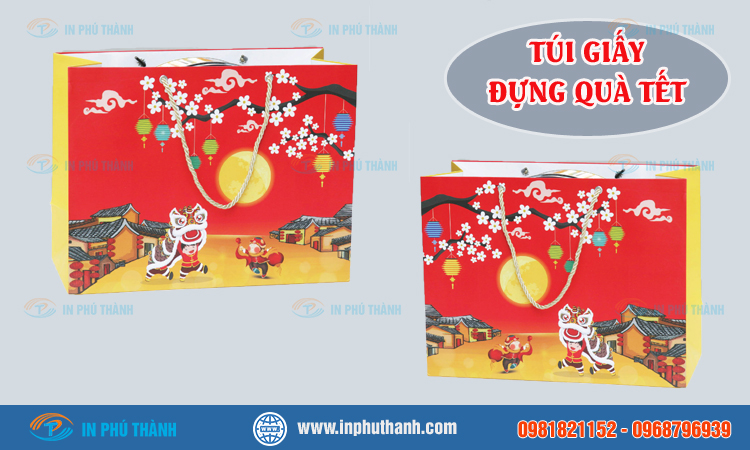 Túi giấy đựng quà tết nhiều mẫu đẹp thiết kế theo yêu cầu - In Phú Thành Túi giấy đựng quà tết