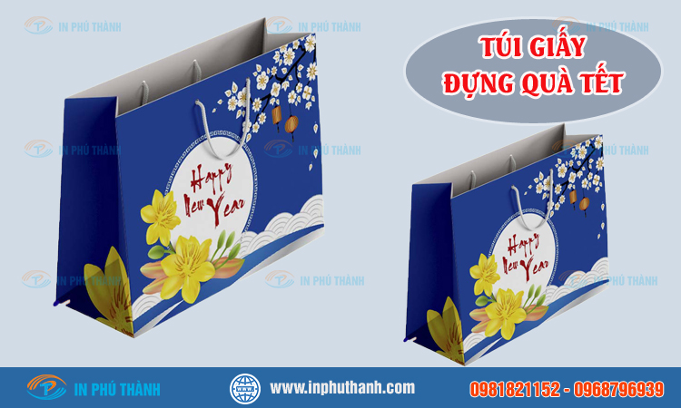 Túi giấy đựng quà tết nhiều mẫu đẹp thiết kế theo yêu cầu - In Phú Thành Túi giấy đựng quà tết