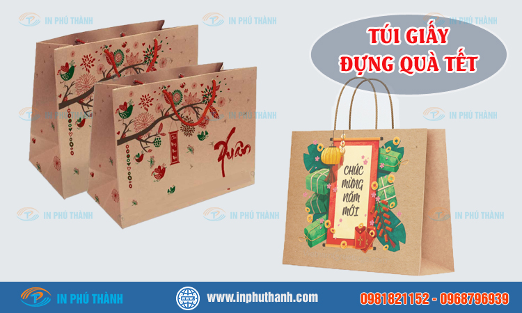 Túi giấy đựng quà tết nhiều mẫu đẹp thiết kế theo yêu cầu - In Phú Thành Túi giấy đựng quà tết