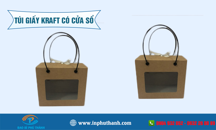 Túi giấy kraft có cửa sổ nhiều mẫu thiết kế đẹp - Bao Bì Phú Thành Túi giấy kraft có cửa sổ