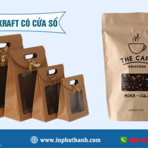 Túi giấy kraft trắng nhiều mẫu đẹp, sang trọng - In Phú Thành Túi giấy kraft có cửa sổ