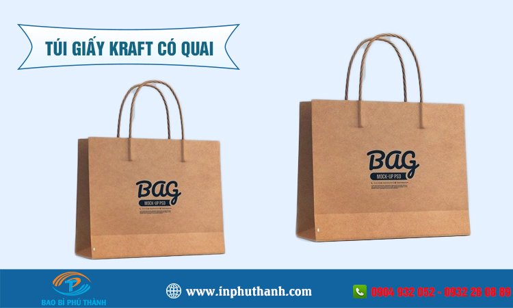 In túi giấy kraft có quai nhiều mẫu đẹp thiết kế theo yêu cầu - Phú Thành
