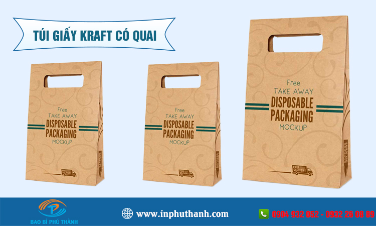 In túi giấy kraft có quai nhiều mẫu đẹp thiết kế theo yêu cầu - Phú Thành