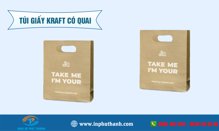 In túi giấy kraft có quai nhiều mẫu đẹp thiết kế theo yêu cầu - Phú Thành