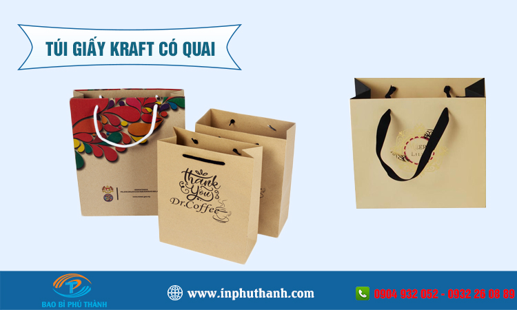 In túi giấy kraft có quai nhiều mẫu đẹp thiết kế theo yêu cầu - Phú Thành