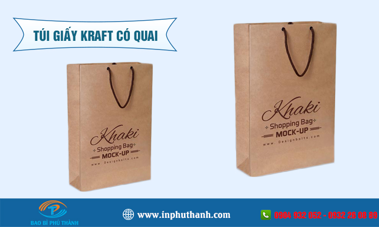 In túi giấy kraft có quai nhiều mẫu đẹp thiết kế theo yêu cầu - Phú Thành