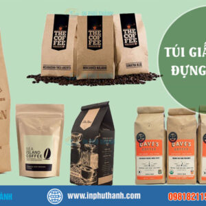 Túi giấy kraft có cửa sổ nhiều mẫu thiết kế đẹp - Bao Bì Phú Thành Túi giấy kraft đựng cà phê