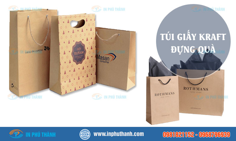 Túi giấy kraft có cửa sổ nhiều mẫu thiết kế đẹp - Bao Bì Phú Thành Túi giấy kraft đựng quà