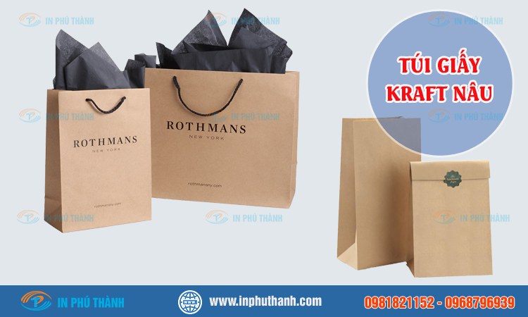 Túi giấy kraft có cửa sổ nhiều mẫu thiết kế đẹp - Bao Bì Phú Thành Túi giấy kraft nâu