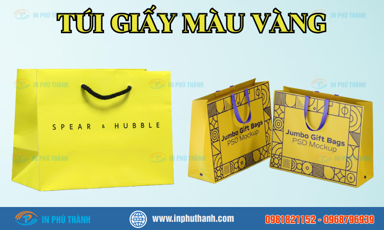 Túi giấy màu vàng nhiều mẫu đẹp sang trọng in theo yêu cầu - In Phú Thành Túi giấy màu vàng