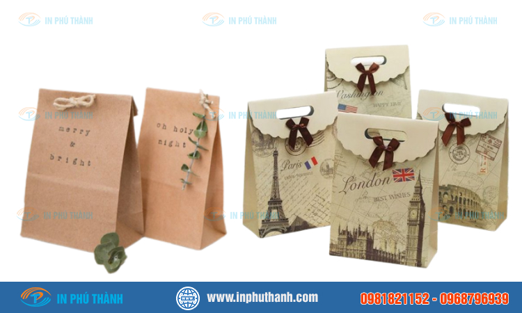 Túi giấy nhỏ đựng quà nhiều mẫu đẹp thiết kế theo yêu cầu - In Phú Thành