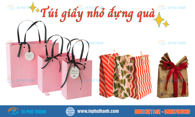Túi giấy nhỏ đựng quà nhiều mẫu đẹp thiết kế theo yêu cầu - In Phú Thành