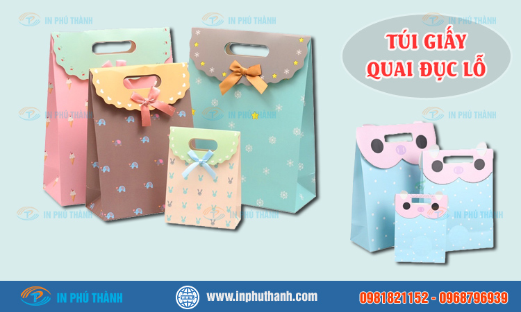 Túi giấy quai đục lỗ nhiều mẫu đẹp, sang trọng - In Phú Thành