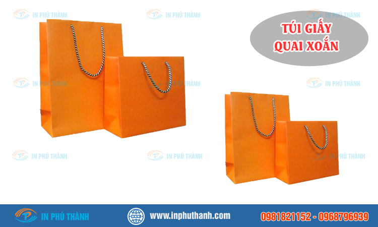 Túi giấy quai xoắn nhiều mầu đẹp, sang trọng - In Phú Thành