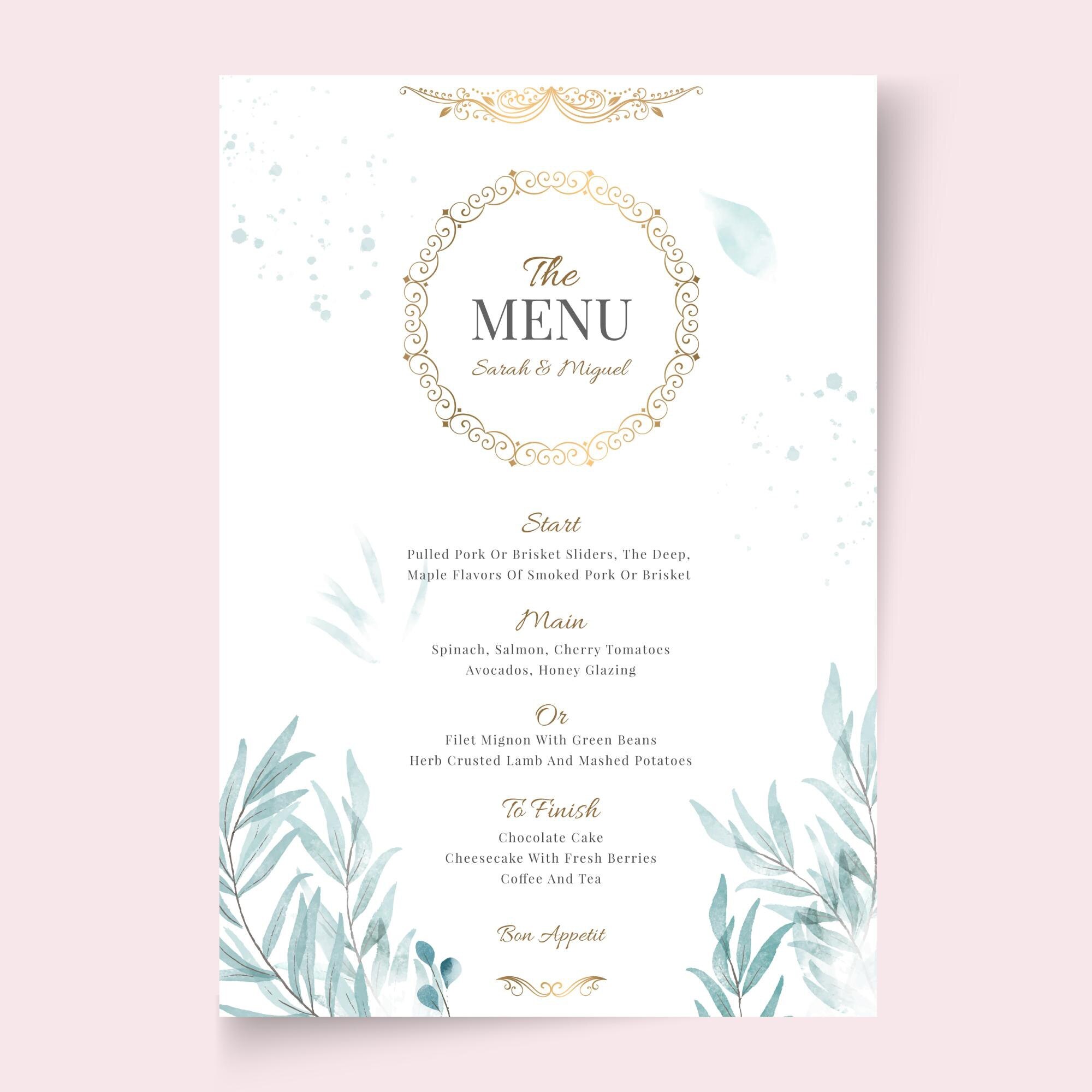 Kho Tải 500+ Mẫu Menu Vector, Thực Đơn Nhà Hàng, Quán Cafe Chuẩn In Ấn Mẫu thực đơn đám cưới vector in trên giấy mỹ thuật cao cấp
