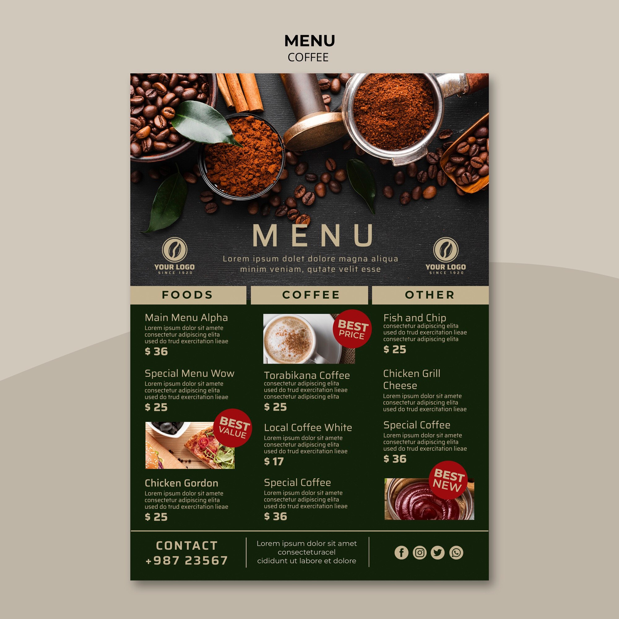Kho Tải 500+ Mẫu Menu Vector, Thực Đơn Nhà Hàng, Quán Cafe Chuẩn In Ấn Mẫu thực đơn quán cafe vector thiết kế phong cách hiện đại tối giản