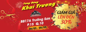 Mẫu băng rôn khai trương vector treo ngang mặt tiền quán