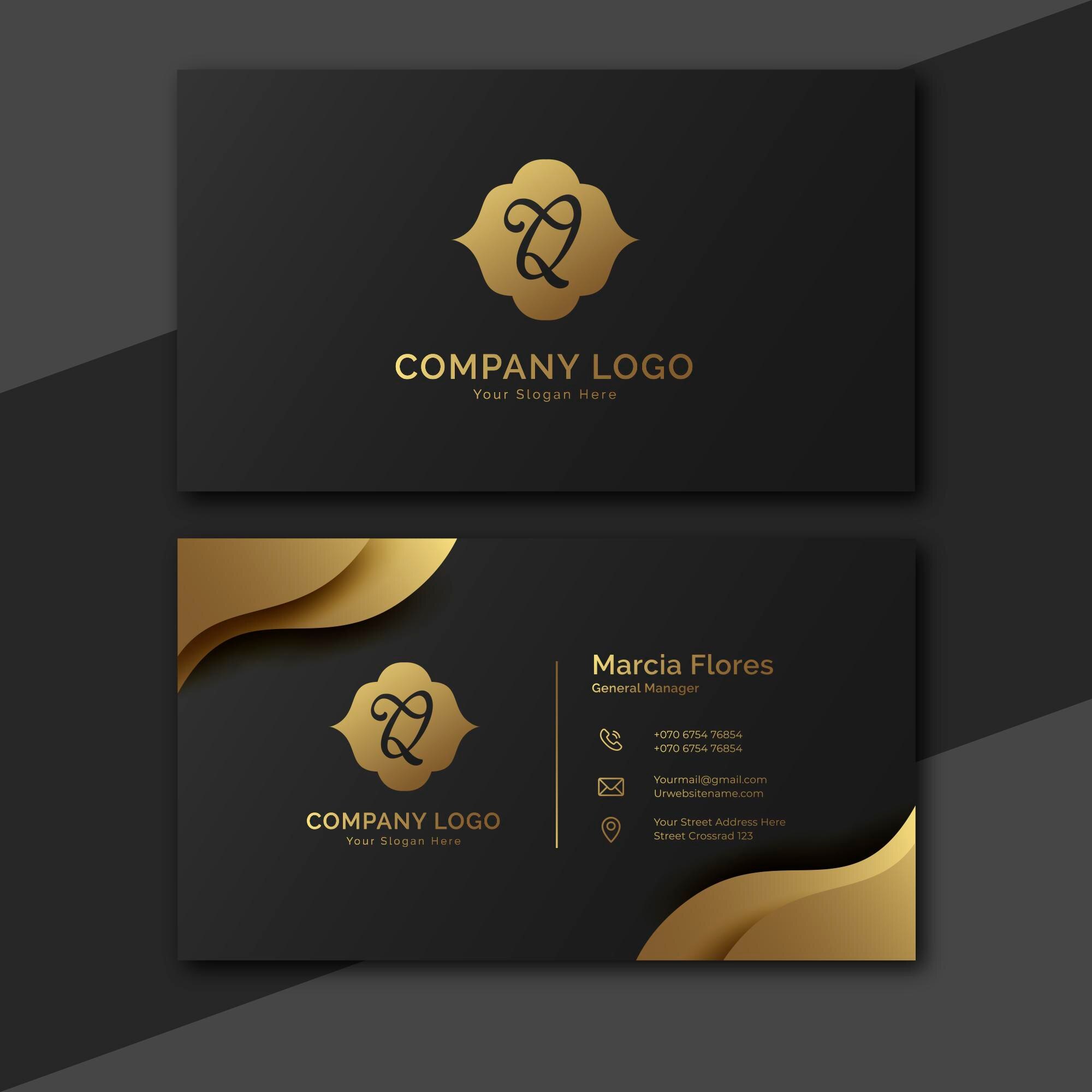 Tổng Hợp 1000+ Mẫu Card Visit Vector, Danh Thiếp Cá Nhân & Công Ty Sang Trọng Mẫu card visit vector sang trọng màu đen nhám ép kim vàng cho CEO hoặc trưởng phòng