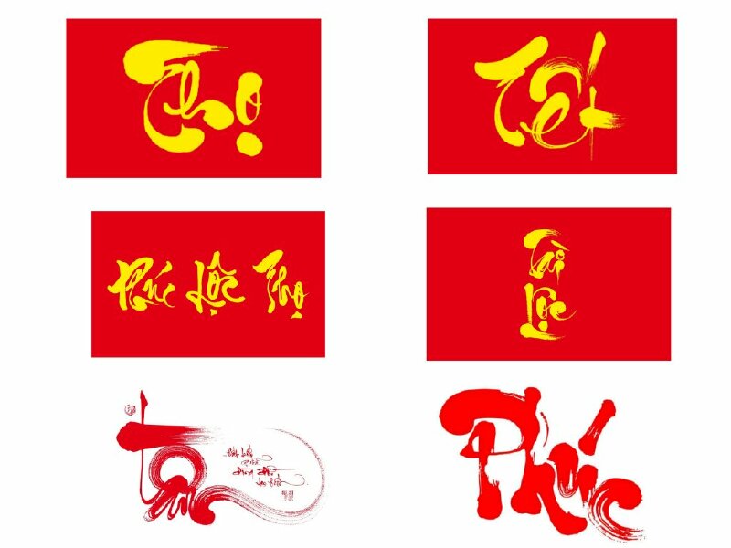 Phúc lộc thọ thư pháp vector